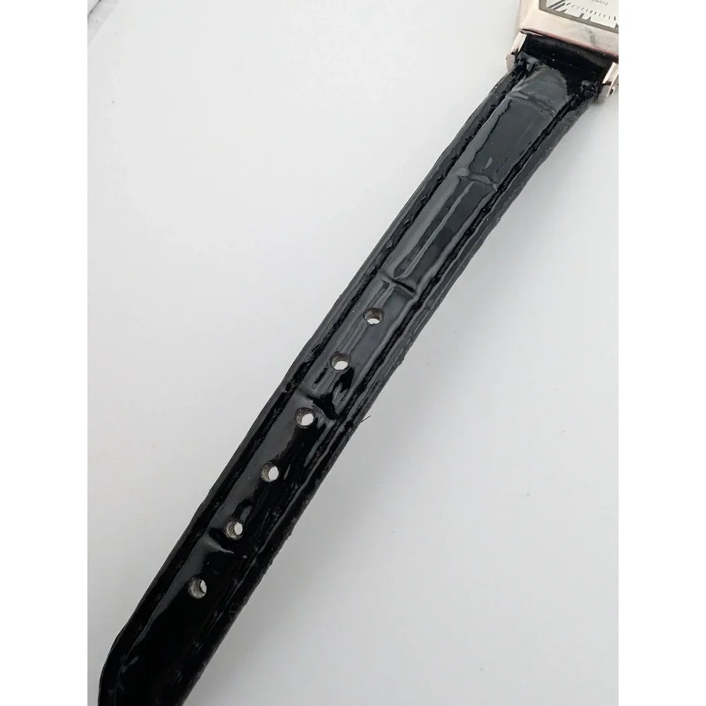 SKC Watch Women 23mm Silver Case Black Leather Band- New Battery